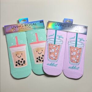 Living Royal Boba and Iced Coffee Ankle Socks Set of 2